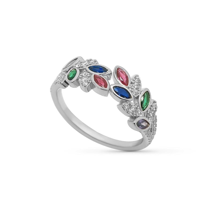 Bague Aster - Multicolore Argent Feuille