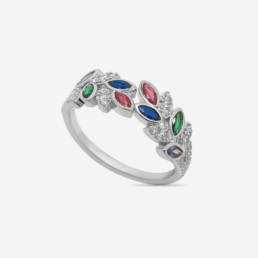 Bague Aster - Multicolore Argent Feuille