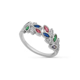 Bague Aster - Multicolore Argent Feuille