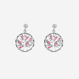 Boucles d'oreille Hannah - Arbre de Vie Rose et Argent