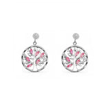 Boucles d'oreille Hannah - Arbre de Vie Rose et Argent