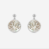 Boucle d'oreille Viki - Nacre Argent Arbre de Vie