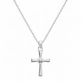 Pendentif Croix Argent Massif 925 Rhodié