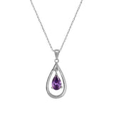 Collier Olympe - Poire Argent Pierre