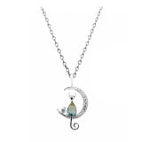 Collier Vénusia - Pendentif Lune Chat Argent