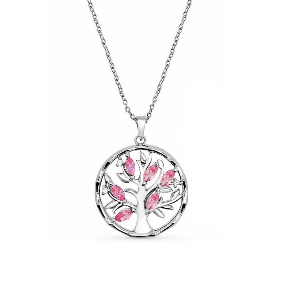 Collier Hannah - Arbre de Vie Rose Argent