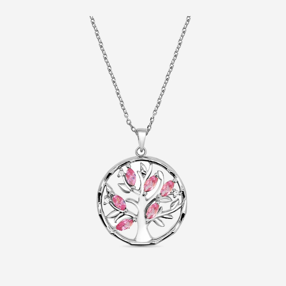 Collier Hannah - Arbre de Vie Rose Argent