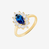 Bague Ely - Fleur Bleu Marquise Plaqué Or