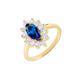 Bague Ely - Fleur Bleu Marquise Plaqué Or