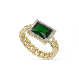 Bague Selyne - Maillon Plaqué Or Verte