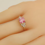 Bague Rosalia - Zircon Rose Plaqué Or