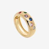 Anneau Saphy - Plaqué Or Pierres Multicolores