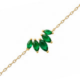 Bracelet Lumea - Petale de Fleur Vert Plaqué Or