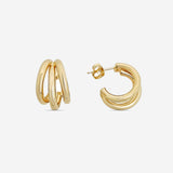 Boucles d'oreilles Yoa - 3 Anneaux Plaqué Or