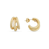 Boucles d'oreilles Yoa - 3 Anneaux Plaqué Or