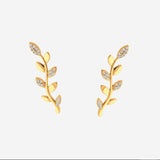 Boucles d'Oreilles May - Grimpantes Laurier Plaqué Or