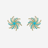 Boucles d'oreilles Oreline - Spirale Plaqué Or Turquoise