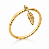 Bague Kariya - Breloque Plume Plaqué Or