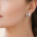 Boucle d'Oreille Santa - Grain de Café Acier Argent