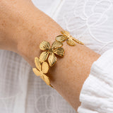 Bracelet Tipane - Jonc Tahiti Femme Fleur Acier
