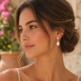 Boucle d'Oreille Tahila - Perle Blanche Ovale Acier Inoxydable