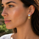 Boucles d'Oreilles Sya - Fleurs Acier Inoxydable Argent & Or