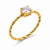 Bague Say - Fine Solitaire Entrelacé Plaqué or