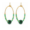 Creoles Tiaz - Perles Acier Inoxydable Malachite