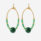Creoles Tiaz - Perles Acier Inoxydable Malachite