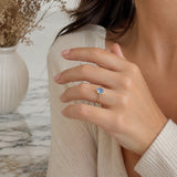 Bague Haliya - Goutte d'Eau Bleu Plaqué Or