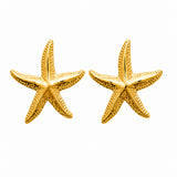 Boucles d'Oreilles Paty - Etoile de Mer Acier Inoxydable Doré