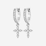 Boucle d'oreille Mahi - Mini Créole Croix Argent