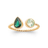 Bague Mali - Poire et Rond Plaqué Or Verte