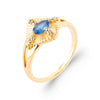 Bague Faz - Large Losange Plaqué Or Bleu