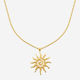 Collier Suny - Pendentif Soleil Acier Inoxydable Doré