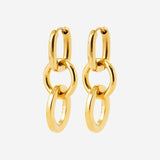 Boucle d'Oreille Trinita - Pendante 3 Anneaux Acier