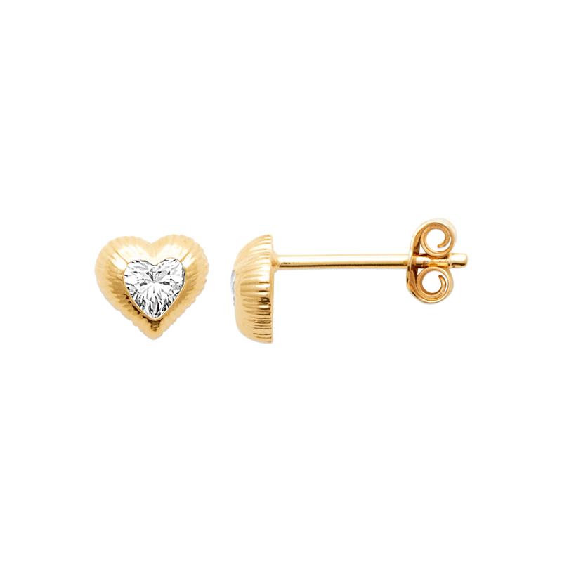 Clous d'oreilles Max - Coeur Plaqué Or Zirconium