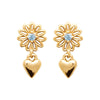Boucle d'oreille Hotie - Fleur Coeur Pendante Plaqué Or
