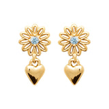 Boucle d'oreille Hotie - Fleur Coeur Pendante Plaqué Or