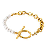 Bracelet Zina - Acier Inoxydable Perle Blanche
