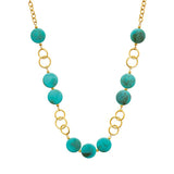 Collier Calice - Sautoir Acier Inoxydable Doré & Perle Turquoise