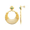Boucles d'Oreilles Maze - Rondes Acier Inoxydable Pierre Verte