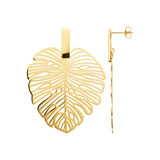 Boucle d'Oreille Palmy - Feuille de Palmier Acier Doré