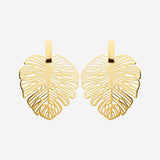 Boucle d'Oreille Palmy - Feuille de Palmier Acier Doré