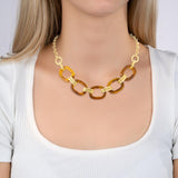 Collier Benga - Résine Marron Acier Inoxydable Cercles