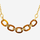 Collier Benga - Résine Marron Acier Inoxydable Cercles