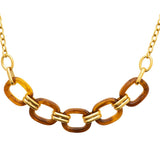 Collier Benga - Résine Marron Acier Inoxydable Cercles