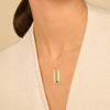 Collier Luz - Pendentif Ovale Or Vert Acier Inoxydable
