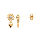 Boucle d'oreille Hotie - Fleur Coeur Pendante Plaqué Or