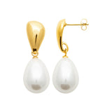 Boucle d'Oreille Tahila - Perle Blanche Ovale Acier Inoxydable